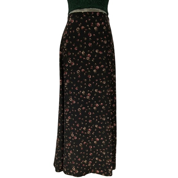 Vintage 90s Black Floral Maxi Skirt Romantic Fairy Grunge Dark Cottagecore large - Picture 9 of 12